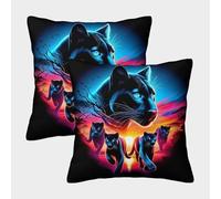 JLZBXCUER Pantera Negra Impresa Cojines Decoración Cuadrada Fundas De Cojines para Juego De 2 Tronos Fundas De Cojines para Sofá De 40x40cm