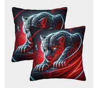 JLZBXCUER Pantera Negra Impresa Cojines Decoración Cuadrada Fundas De Cojines Set De 2 Tronos Fundas De Cojines para Sofá De 50x50cm