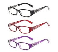 JM 3 Paquete Señoras Gafas de Lectura Bisagras de Resorte Vintage Rectangular Lectores Para Mujer +3.5 Mixto