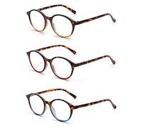 JM 3 Paquete Vintage Redondas Gafas de Lectura Con Bisagras de Resorte Anteojos Para Lectores Hombre Mujer +4.0 Color Mixto