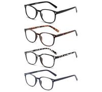 JM 4 Pack Gafas de Lectura Cuadrados, Cómodas Gafas Presbicia Para Mujer, Bisagra de Resorte Multicolor +3.5