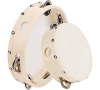 JM Forest Panderetas de Mano con Piel en Madera KTV Color Natural Jingles de Metal Jingles Instrumento de Percusión 2 Piezas 6 Pulgadas y 8 Pulgadas - Rockmusic