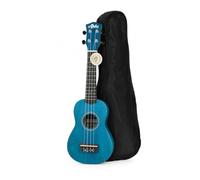 JM FOREST - Ukelele Soprano 21" con Funda, Azul AL*HA UK250BLF Cuerdas Aquila, Cuerpo de Álamo, Diapasón y Puente de Palisandro, Clavijeros Engranajes, Trastes de Alpaca, Principiantes y Avanzados