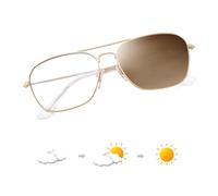 JM Fotocrómico Luz Azul Bloqueo Gafas de Sol Ordenador, Ojo Cuadrado de Protección de Vídeo Gafas Anti Glare Hombres Mujeres oro