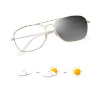 JM Fotocrómico Luz Azul Bloqueo Gafas de Sol Ordenador, Ojo Cuadrado de Protección de Vídeo Gafas Anti Glare Hombres Mujeres Oro Pálido