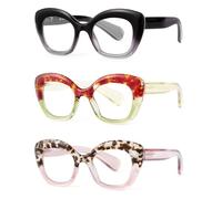 JM Gafas de Lectura Mujer con Bisagra de Muelle, Gafas Luz Azul Ojos de Gato 3 Pack +1.25