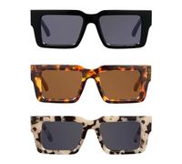 JM Gafas de Lectura Mujer con Bisagra de Resorte, Gafas Presbicia Anti Luz Azul Hombre Cuadradas Demasiado Grande 3 Packs 1.5 (Lente Completa Gafas de Sol de Lectura Cuadradas Demasiado Grande)