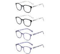 JM Gafas de Presbicia y Lectura. Cómodas y Duraderas con un Diseño Único. Para Mujer. +0.5 [Pack de 2x Grises 2x Azules]