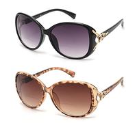 JM Gafas de Sol de Lectura Bifocales Redondas Clásicas Gafas de Lectura para Mujer Lente Degradada UV400 Negro+Tortuga +2.0
