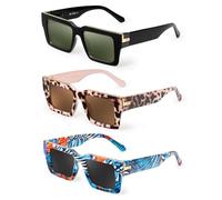 JM Gafas de sol rectangulares polarizadas para hombres y mujeres Gafas de sol cuadradas gruesas de moda Protección UV400, Paquete de 3
