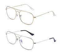 JM Gafas Filtro Luz Azul. Cómodas y Resistentes. Máxima Protección contra Pantallas y Monitores. Para Mujer y Hombre.[Oro+Plata]