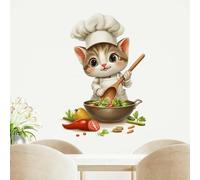 JM LIFE El chef creativo de gatos pega pegatinas decorativas en el armario del refrigerador de la cocina (2 sets)