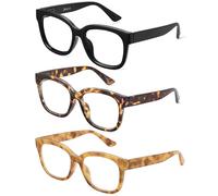 JM Paquete de 3 Gafas de Lectura Cuadrados, Gafas de Lectura con Bloqueo a Luz Azul Para Mujeres y Hombres