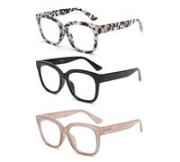 JM Paquete de 3 Gafas de Lectura Cuadrados, Gafas de Lectura con Bloqueo a Luz Azul Para Mujeres y Hombres