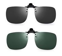 JM Polarizadas Clip en Gafas de Sol Sin Marco Flip up Lente Para Gafas Graduadas Gris+Verde