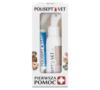 JM Sante Polisept Vet Botiquín de primeros auxilios para perros y gatos - Spray desinfectante + apósito en gel