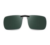 JM Sin marco Rectángulo Clip en Gafas de Sol Ligero Peso Polarizadas Anteojos Hombre Mujer 60 * 47(Verde Polarizado)