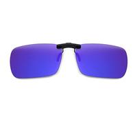 JM Sin Marco Rectángulo Clip en Gafas de Sol Ligero Peso Polarizadas Anteojos Hombre Mujer（Azul Espejo）