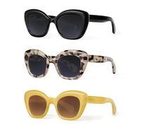JM Totalmente Magnificado Gafas de Sol de Lectura Mujer con Bisagra de Resorte, Moda Ojo de Gato Gafas Presbicia con Protección UV 3 Pack 1.75