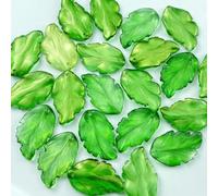 Jmassyang 30 cuentas espaciadoras de cristal en forma de hoja, coloridas y bonitas cuentas de hojas para manualidades, joyería, joyería, pulseras, collares, aretes, llaveros, campanillas de viento