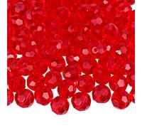Jmassyang 400 cuentas de cristal redondas facetadas de 4 mm para hacer joyas, pulseras, collares, aretes, campanillas de viento, atrapasueños (rojo)