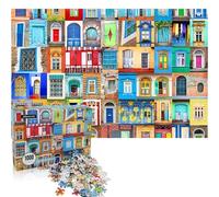JMbeauuuty Puzzle de 1000 piezas para adultos, puzles clásicos multicolor, multicolor a partir de 14 años, puerta y ventana de colores del mundo