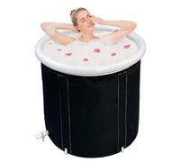 JMbpkduHs Bañera Portátil,Bañera De Hielo,Bañera De Hielo para Atletas,con Tubo De Desagüe,6 Tubos De Soporte,Bañera De Inmersión Al Aire Libre Piscina De Inmersión En Hielo,75x75cm
