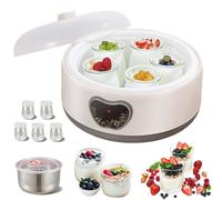 JMbpkduHs Máquina para Hacer Yogur De 1,2l con 5 Tarros De Cristal,Máquina para Hacer Yogur Probiótico 36 Horas,Pantalla LCD,para Yogur Ecológico, Queso, Vino De Frutas