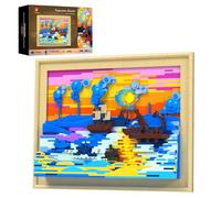 JMBricklayer Impression Sunrise - Juego de construcción para adultos, bloques de arte iluminados enmarcados en 3D, kit de modelo de decoración de pared LED, regalo para el día de la madre