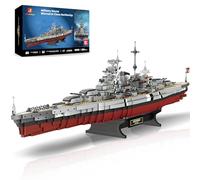 JMBricklayer Juego de construcción de acorazado militar para adultos, buque de guerra clase Bismarck WW2 con soporte, 60132 Big War Ship Watercraft Display Model Toy Gifts for Teens Childs (2081