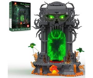 JMBricklayer Juego de Construcción del Portal Oscuro para Adultos, Kit de Modelo de Puerta Gótica con Cráneo y Espejo Infinito con Efecto de Luz del Abismo, 40006 Exhibición de Fantasía y Demonio para
