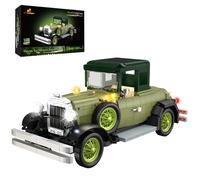JMBricklayer Kits de construcción de coches clásicos con luces 50001, kits retro para adultos, coches antiguos, decoraciones de exhibición de coleccionistas