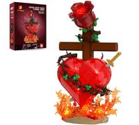 JMBricklayer Sagrado Corazón de Jesús, Set de Bloques con Luz para Adultos | 40009, 831 piezas, luz, cruz, corona de espinas, rosa y llamas: set de bloques para adultos desde 14 años, de colección.