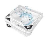 JMDNTQ Transparente Lona Exterior 1x1.5m, Lona PVC Impermeable de Plástico con Ojales, Resistente a Rotura y a Lluvia Muebles de Terraza Toldo, Cubierta De Lona Jardín