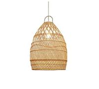 JMEDIC Lámpara Colgante Moderna De Tejido De Bambú, Lámpara Colgante De Cúpula De Arte De Bambú Natural, Accesorio De Iluminación De Techo De Ratán Beige, con Lámpara De Suspensión Ajustable
