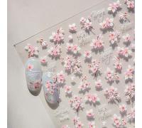 JMEOWIO 3D Flores Blanca Rosa Pegatinas Para Uñas Autoadesiva 5D Nail Art Stickers Decoración 1 Hojas