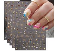 JMEOWIO Corazón Luna Estrella Pegatinas Para Uñas 9 Hojas Autoadesiva Nail Art Stickers Decoración