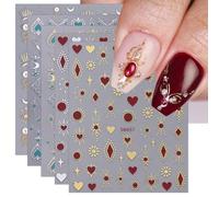 JMEOWIO Estrella Luna Pegatinas Para Uñas 9 Hojas Autoadesiva Nail Art Stickers Decoración