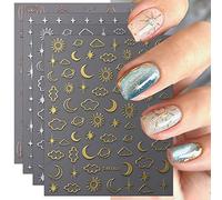 JMEOWIO Estrella Lunar Pegatinas Para Uñas 9 Hojas Autoadesiva Nail Art Stickers Decoración