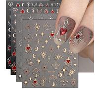 JMEOWIO Estrella Lunar Pegatinas Para Uñas 9 Hojas Autoadesiva Nail Art Stickers Decoración