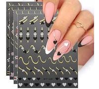 JMEOWIO Flor Línea Corazón Pegatinas Para Uñas 9 Hojas Autoadesiva Nail Art Stickers Decoración