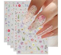 JMEOWIO Flor Primavera Pegatinas Para Uñas 9 Hojas Autoadesiva Nail Art Stickers Decoración