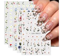 JMEOWIO Flores Colorida Pegatinas Para Uñas 9 Hojas Autoadesiva Nail Art Stickers Decoración