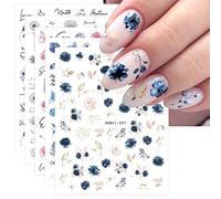 JMEOWIO Flores Primavera Pegatinas Para Uñas 9 Hojas Autoadesiva Nail Art Stickers Decoración