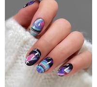 JMEOWIO Gel Semicurado de Pegatinas Estrella Mármol Punta Francesa Semi-Curado Gel Nail Art Stickers Decoración