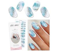 JMEOWIO Gel Semicurado de Pegatinas Mármol Azul Semi-Curado Gel Nail Art Stickers Decoración