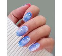 JMEOWIO Gel Semicurado de Pegatinas Mármol Naranja Morado Azul Semi-Curado Gel Nail Art Stickers Decoración