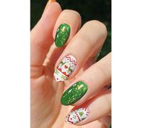 JMEOWIO Gel Semicurado de Pegatinas Navidad Verde Rojo Semi-Curado Gel Nail Art Stickers Decoración