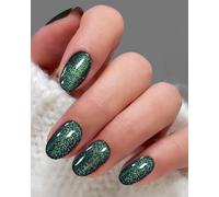 JMEOWIO Gel Semicurado de Pegatinas Ojo de Gato Verde Oscuro Navidad Semi-Curado Gel Nail Art Stickers Decoración