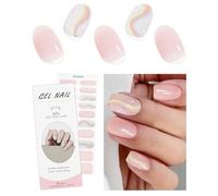JMEOWIO Gel Semicurado de Pegatinas Punta Francesa Rosa Gel Semi-Curado Nail Art Stickers Decoración